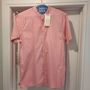 Scotch & Soda Collarless sleeveless button down in pink (salmon) (L)